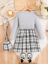 2pcs Baby Girls Casual Simple & Comfy Daily Dress And Purse Set